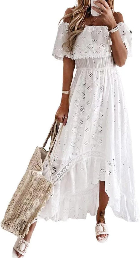 Womens Embroidered Lace Maxi Wedding Dress Boho Bridesmaid Engagement Dresses Previous page  off the shoulder lace  Next page     Brides celebrate summer bridal showers in style! Whether you're hosting a bridal brunch or a bridal shower picnic. Your ideal