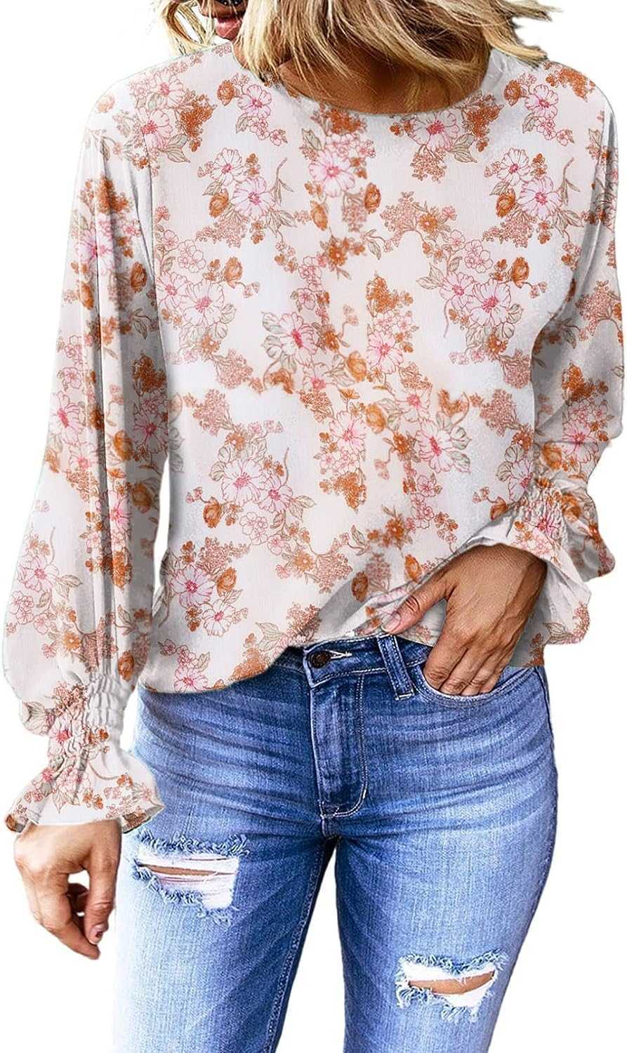 EVALESS Women's Ruff Long Sleeve Shirts Casual Loose Ladies Tops and Blouses for Women Fashion 2022
