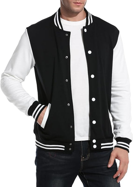 COOFANDY Men's Fashion Varsity Jacket Causal Slim Fit Cotton Letterman Baseball Bomber Jackets