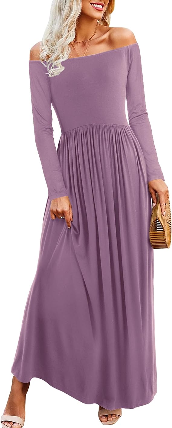 Womens' Maxi Dress with Short/Long Sleeve Off Shoulder