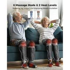 Leg Massager, Leg Air Compression Massager for Circulation and Pain Relief,2 Heat Levels Foot/Knee Massager,6 Modes with Memory Function Controller, Full Leg Massager, Gift for Women Men
