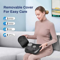 Back and Neck Massager Pillow with Soothing Heat 3D Deep Tissue Kneading Leg Shoulder Massager, 4 Deep-Kneading Shiatsu Massage Nodes for Back, Neck and Shoulders for Muscle Pain Relief
